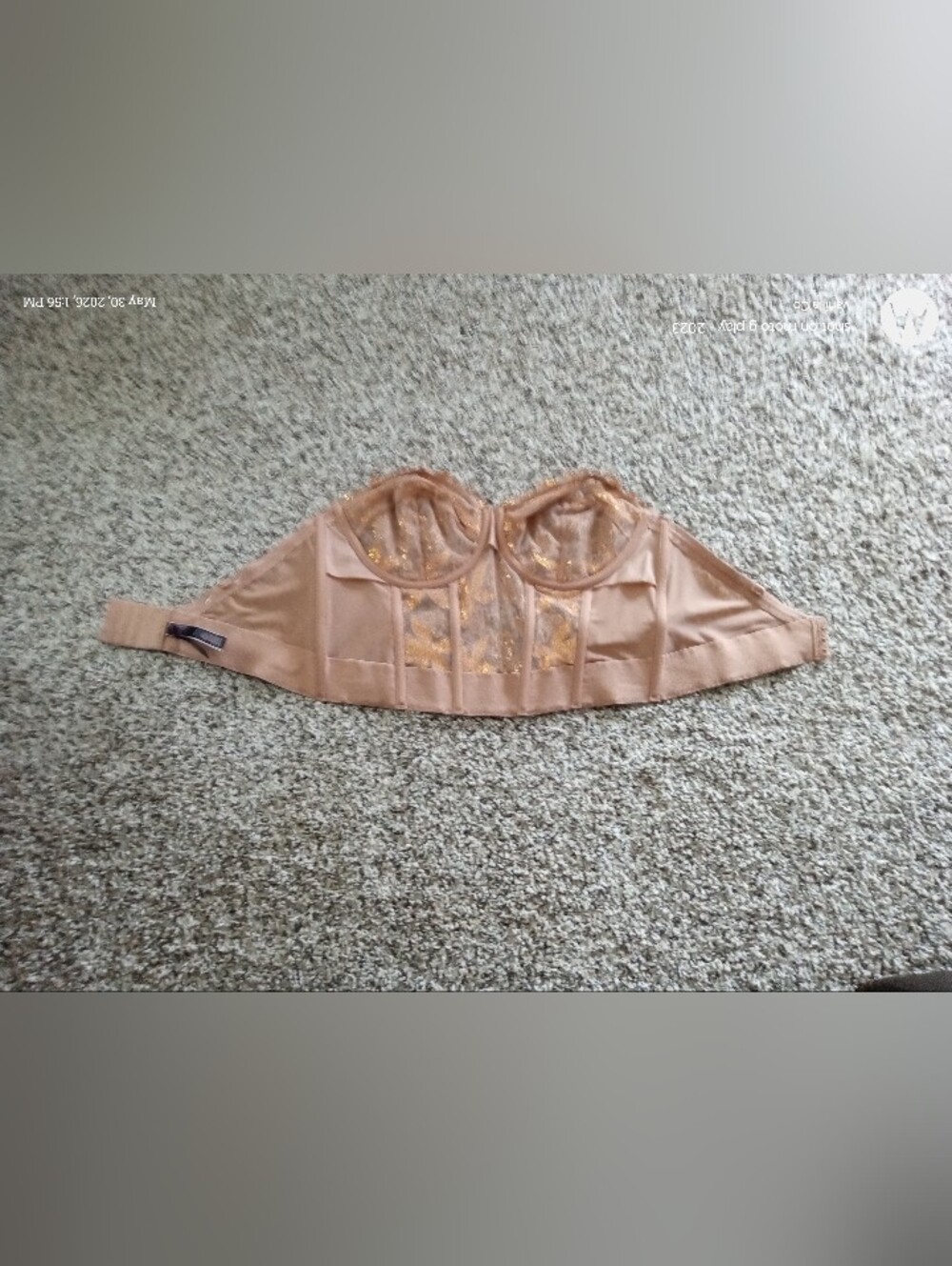 Victoria's Secret Very Sexy Gold Sequined Ziggy Floral Embroidery Corset Top 36D - Picture 7 of 14